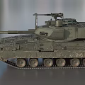 Modern Military Tank 3D Model with Green Camouflage Armored Turret and Tracks