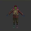 Military Style Character With Helmet Backpack And Red Armband Detailed Uniform