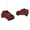 Red Off Road Toy Vehicles With Black Accents And Roof Gear Two Models