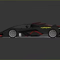Futuristic Supercar With Sleek Aerodynamic Body And Red Accent Styling