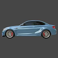 Blue BMW M2 Sports Car With Two Door Exterior And Silver Alloy Wheels