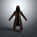 Brown Hooded Long Coat With Detailed Patterns Button Closure And Embroidered Badges