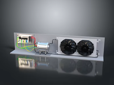 Electronic Electrical Component With Dual Fans Motor Wires And Control Panel 3d model