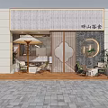 Modern Bubble Tea Shop Interior With Cozy Seating And Displays 3d model