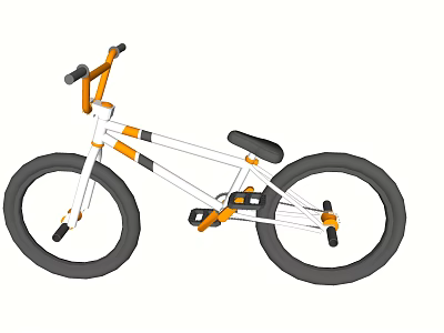 BMX Bike With White And Orange Frame Black Seat And Large Wheels 3d model