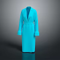 Stylish Blue Long Coat With Belted Waist And Cuffed Sleeves Design