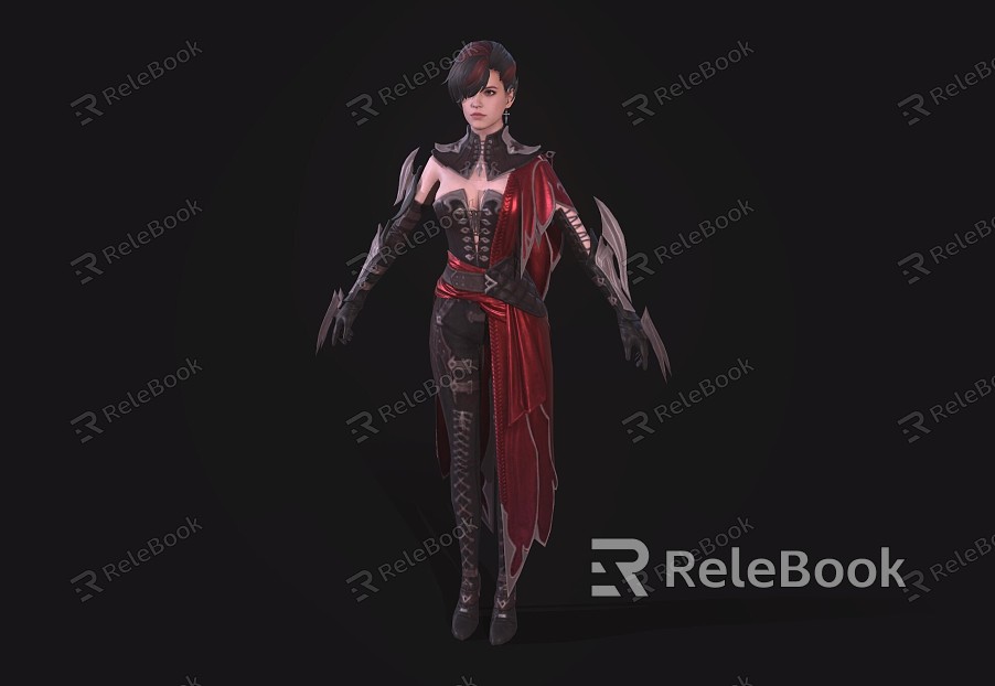 Crimson Woman Warrior Beauty Woman Game Character model