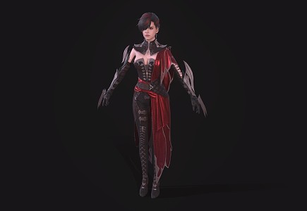 Crimson Woman Warrior Beauty Woman Game Character 3d model