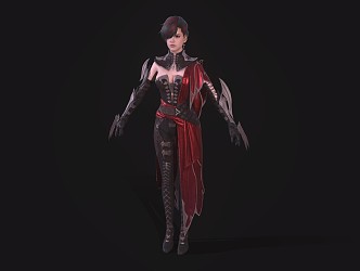 Crimson Woman Warrior Beauty Woman Game Character 3d model