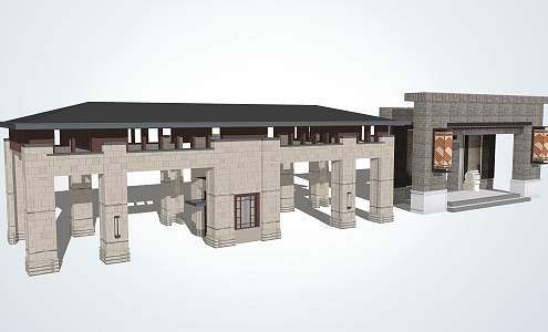 New Chinese Gate Entrance Gate 3d model