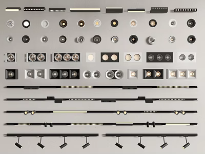 Modern LED Downlights and Spotlights with Various Styles and Ceiling Mounted Design 3d model