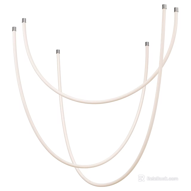 Modern Minimalist Curved White Chandelier Design With Hanging Lines For Interior Decor 3d model 