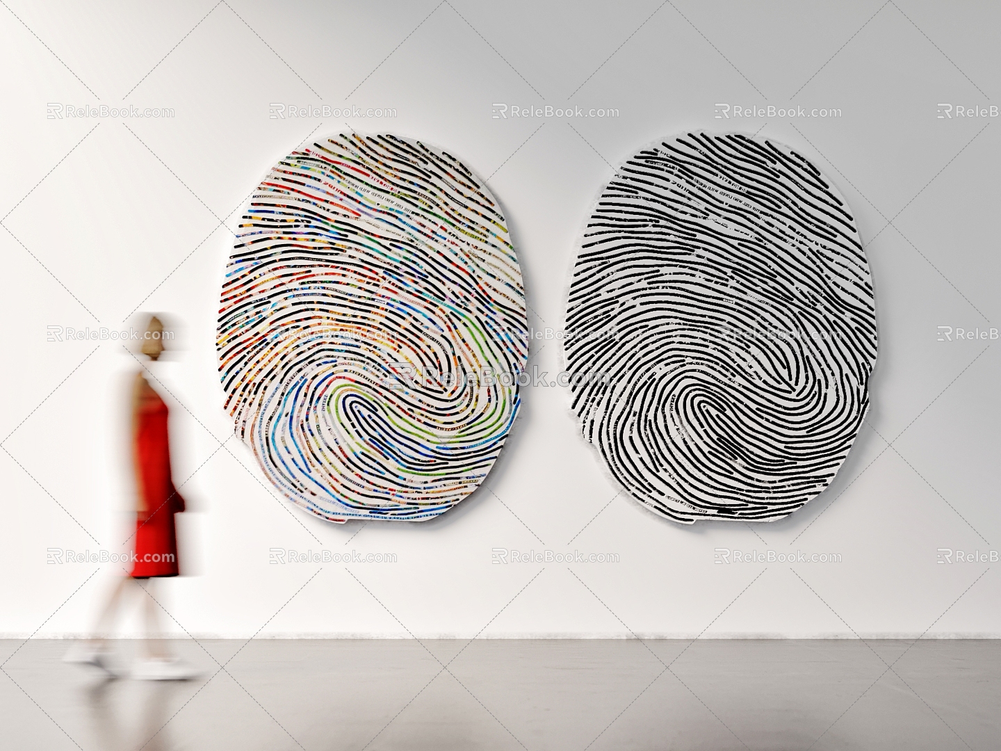 Hanging Painting Art Hanging Painting Fingerprint Pattern Decorative Painting Abstract Hanging Painting Simple Decorative Painting Exhibition Texture Painting 3d model