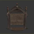 Ornate Antique Wooden Storage Chest With Carved Patterns And Decorative Knobs