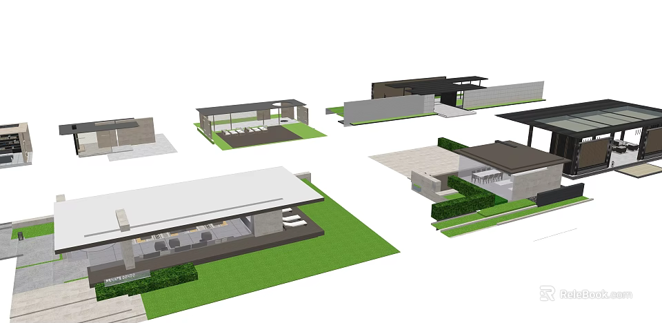 Modern Garden Wall Design With Stone Structure And Courtyard Greenery 3d model 