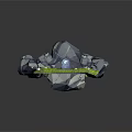 Cartoon Scene Featuring Rocks Blue Water Central Fountain And Green Grass