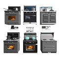 Various Modern Kitchen Appliances Including Ovens Stoves Drawer Units And Cooking Tools