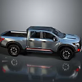 Silver Modern Pickup Truck With Crew Cab Black Wheels Red Accents Sporty Design
