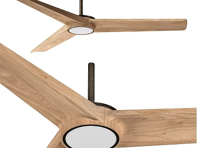 Modern Wooden Ceiling Fan With Round LED Light For Home Appliance Use 3d model