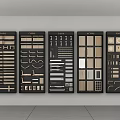 Wall Mounted Material Sample Display Boards With Various Design Elements And Patterns 3d model
