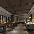 Modern Elegant Restaurant Interior Design With Dining Tables Chairs Pendant Lights And Decorative Wall