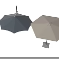 Outdoor Garden Sunshade Umbrellas With Blue Gray And Beige Canopies Black Frames And Bases