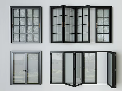 Modern folding door glass door folding door 3d model