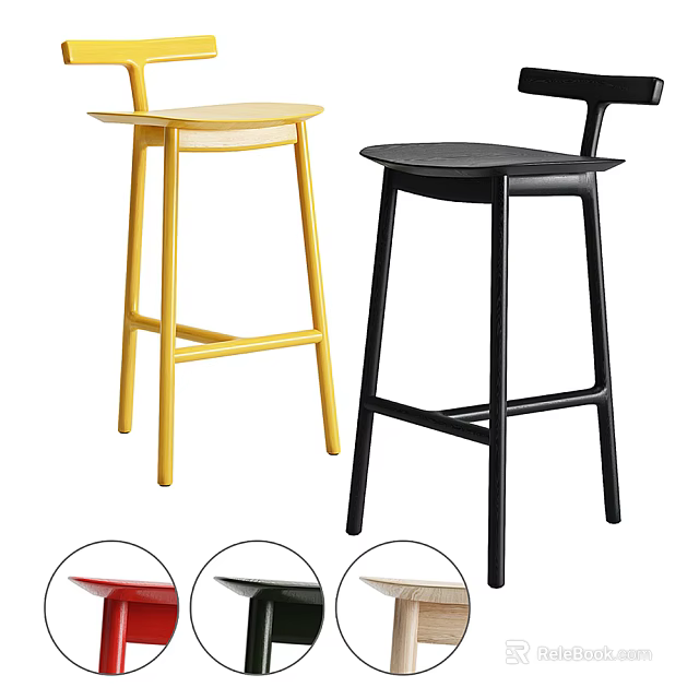 Modern Design Bar Stools In Yellow Black Red And Beige Colors For Home Decor 3d model 