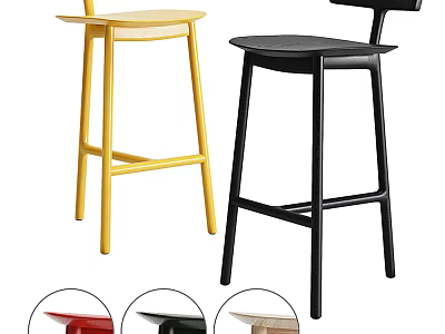 Modern Design Bar Stools In Yellow Black Red And Beige Colors For Home Decor 3d model