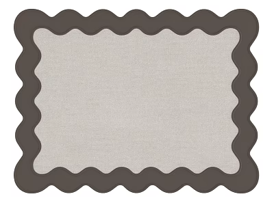 Kitchen Mat With Wavy Edges Brown Border And Gray Center For Counter Use 3d model