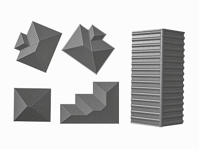 Geometric Structural Components With Three Dimensional Textured Surfaces And Varied Shapes 3d model