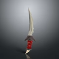 Decorative Fantasy Knife With White Sharp Blade And Red Wrapped Handle