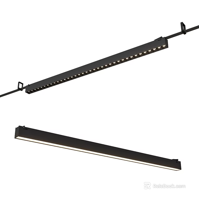 Black LED Strip Lighting Fixtures with Mounting Brackets for Ceiling Wall Modern Illumination 3d model 