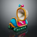 Children's Colorful Rocking Toy With Green Base Comfortable Seat Bright Colors And Decorative Top Balls