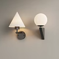 Modern Wall Lamps With Conical And Spherical Shades Black Bases On Gray Wall