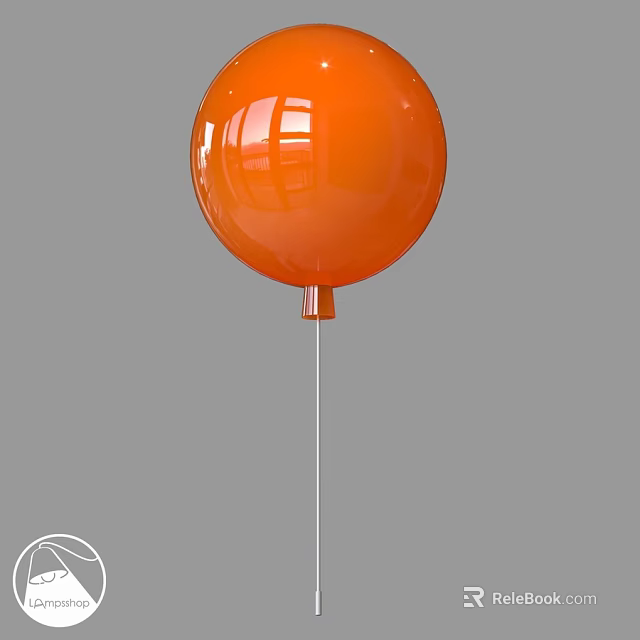 Modern Home Interior Decor Design With Orange Spherical Wall Lamp 3d model 
