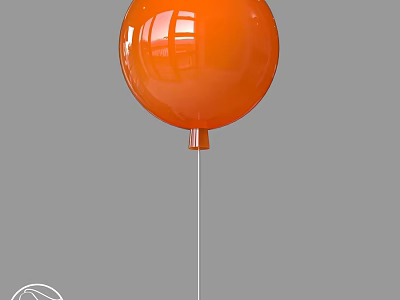 Modern Home Interior Decor Design With Orange Spherical Wall Lamp 3d model