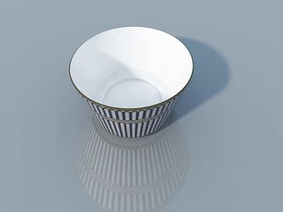 Smart Machine Designed White Bowl With Gold Rim And Black Vertical Stripes 3d model