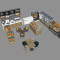 Bakery Retail Display Shelves With Glass Cases Bread Racks And Seating Area