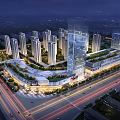 Aerial Planning of Modern Urban High rise Buildings Commercial Center and Roads