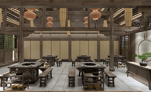 Chinese Hot Pot Shop 3d model