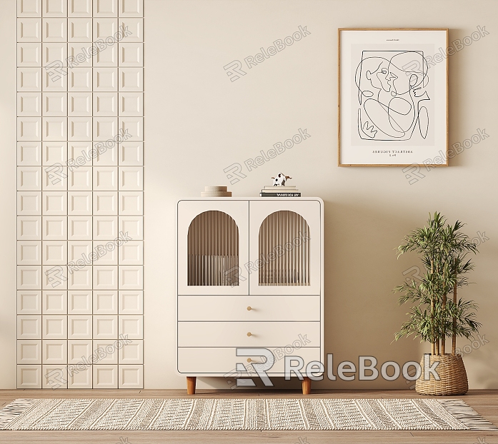 Modern Solid Wood Side Cabinet Entrance Cabinet model