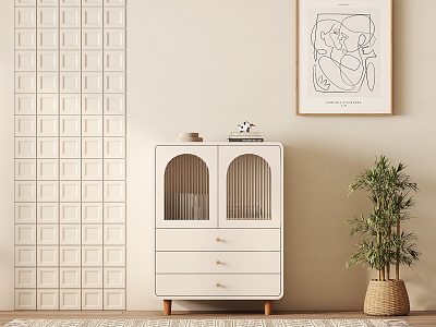 Modern Solid Wood Side Cabinet Entrance Cabinet model