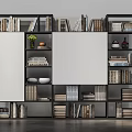 Modern Bookshelf Interior Design With Black Frame Compartments Books And Decorative Items 3d model