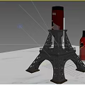 Eiffel Tower Shaped Wine Bottle And Glass Holder With Decorative Design And Liquid