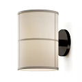 Modern Beige Fabric Wall Lamp With Cylindrical Shade Gray Trim And Black Base