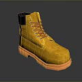 Yellow Suede High Top Boots With Red Laces And Orange Sole For Daily Wear