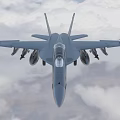 Military Fighter Jet Flying Through Clouds With Mounted Weapons And Visible Markings 3d model