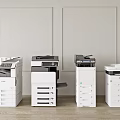 Four Modern Multifunctional Office Printers Arranged In Professional Workspace 3d model