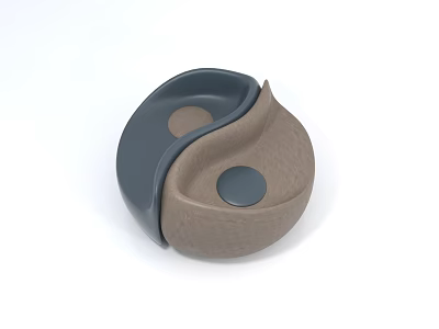 Abstract Shape Sofa With Dark Gray And Light Brown Curved Design And Circular Elements 3d model